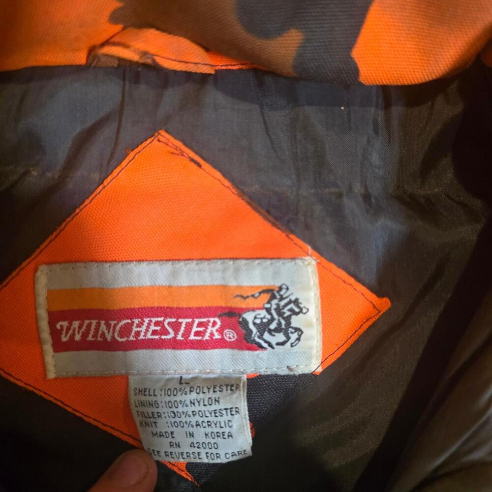 Vintage 90s Winchester Orange and black camo jacket. Mens L - Picture 4 of 4